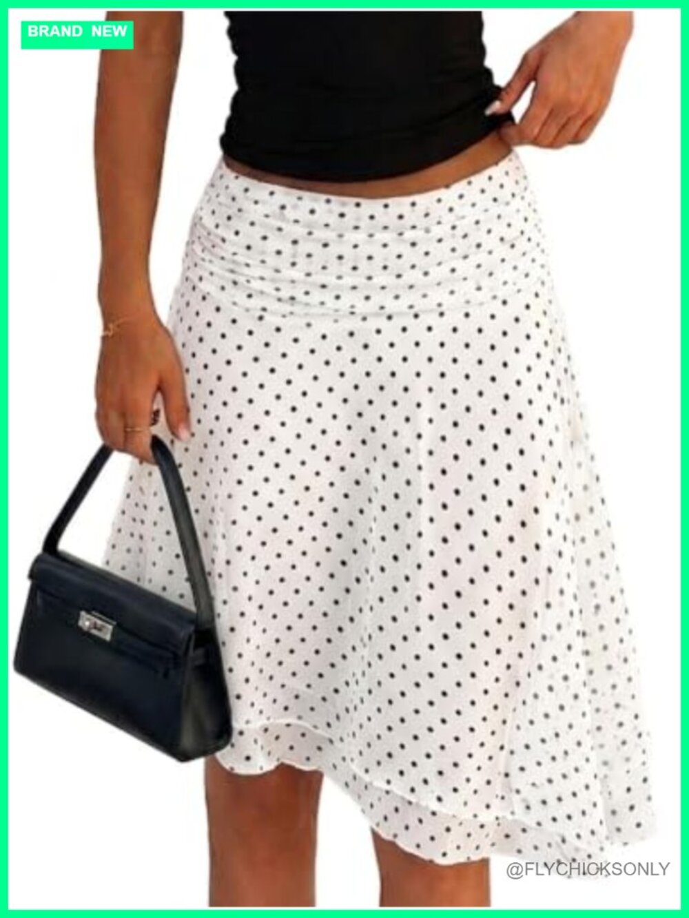 Polka Dot Mesh Midi Skirt Asymmetrical A-Line Summer